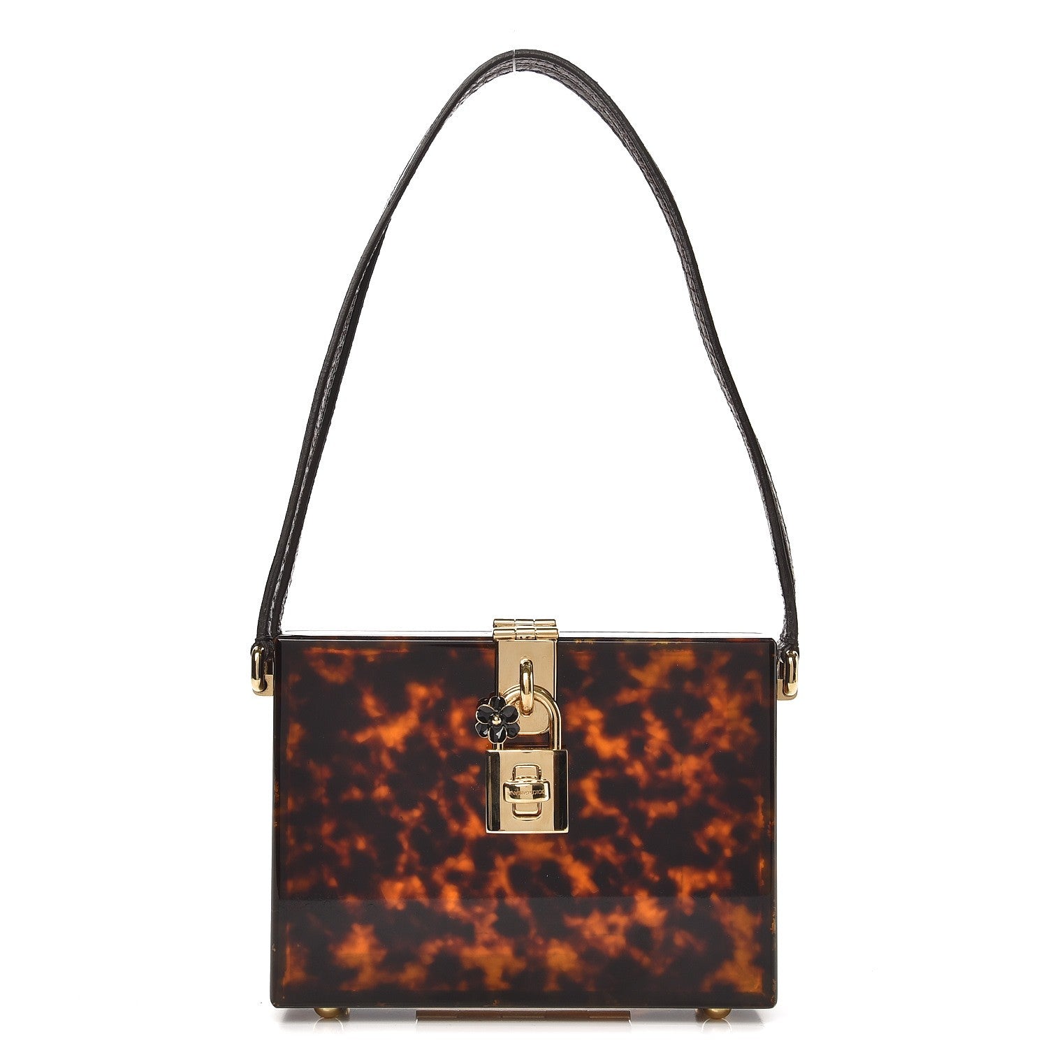 Dolce & Gabbana Plexiglass Tortoise Shell Effect Clutch Brown 1 of 6