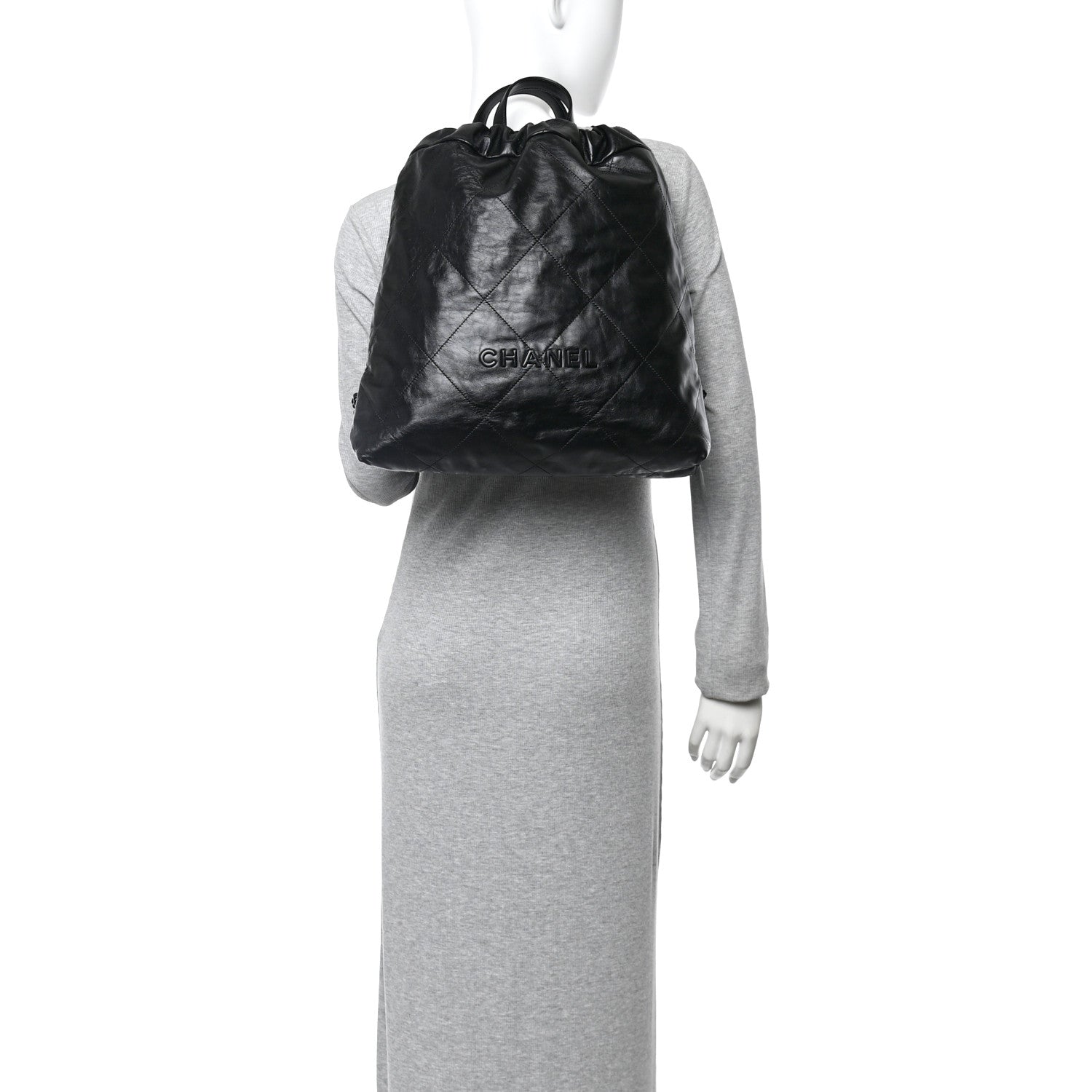 Chanel Shiny Calfskin Quilted Chanel 22 Backpack So Black 3 of 21