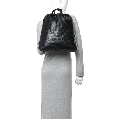 Chanel Shiny Calfskin Quilted Chanel 22 Backpack So Black 3 of 21