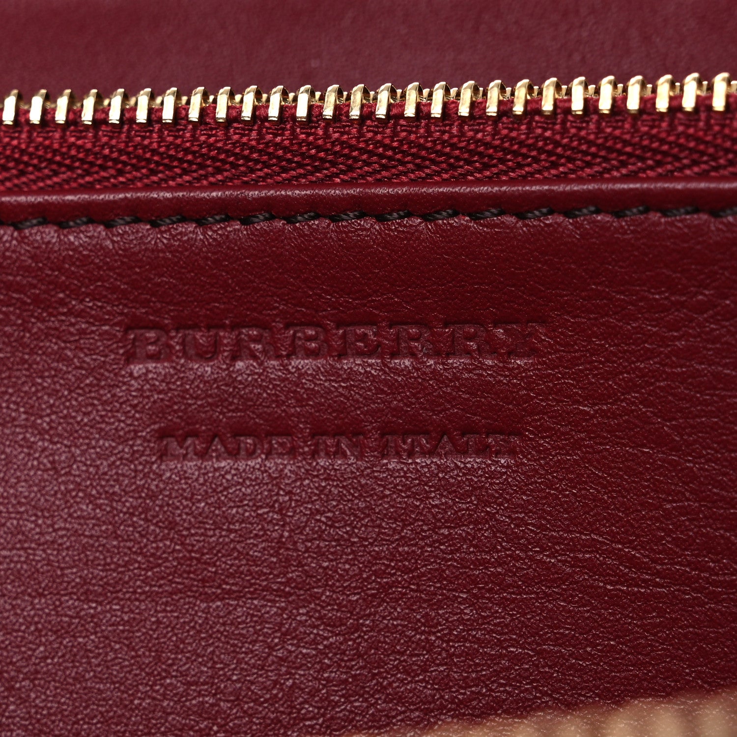 Burberry Grainy Calfskin House Check Elmore Zip Around Wallet Russet Red 6 of 7