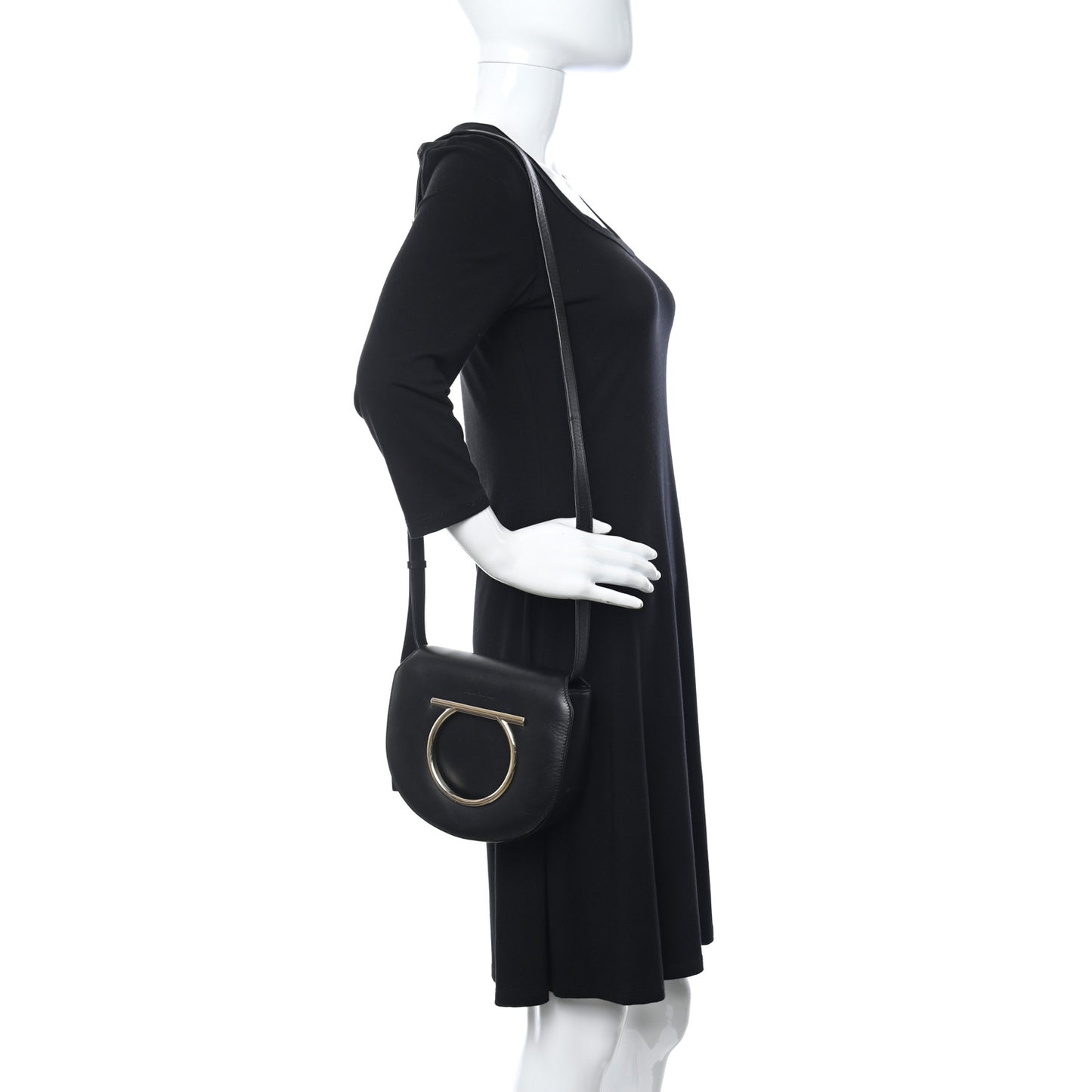 Calfskin Small Vela Flap Bag Black
