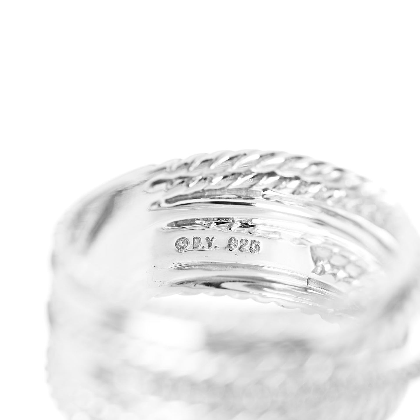 Sterling Silver Diamond 11mm Wide Crossover Cable Ring 57 8