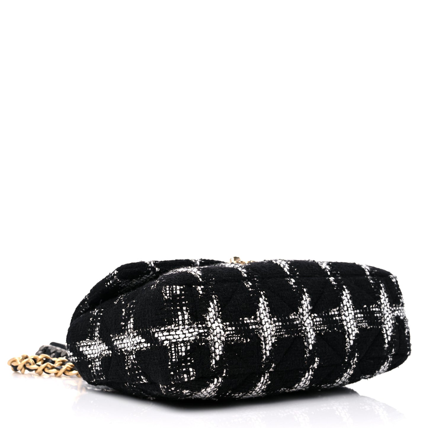 Tweed Quilted Large Chanel 19 Flap Black White