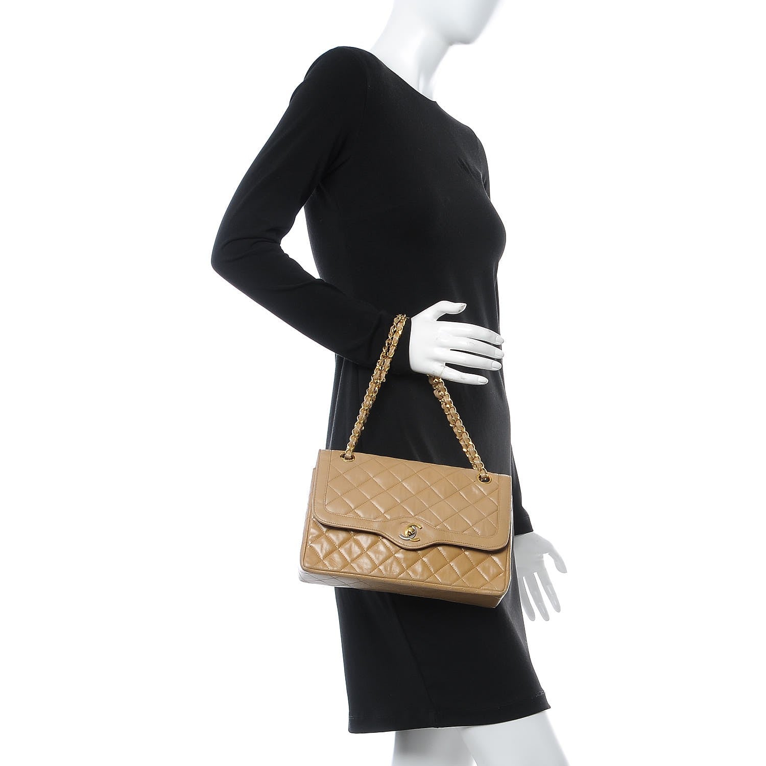 Chanel Lambskin Quilted Medium Single Flap Beige 3 of 22