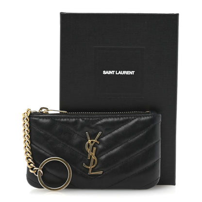 Saint Laurent Calfskin Matelasse Monogram Key Pouch Black 12 of 12
