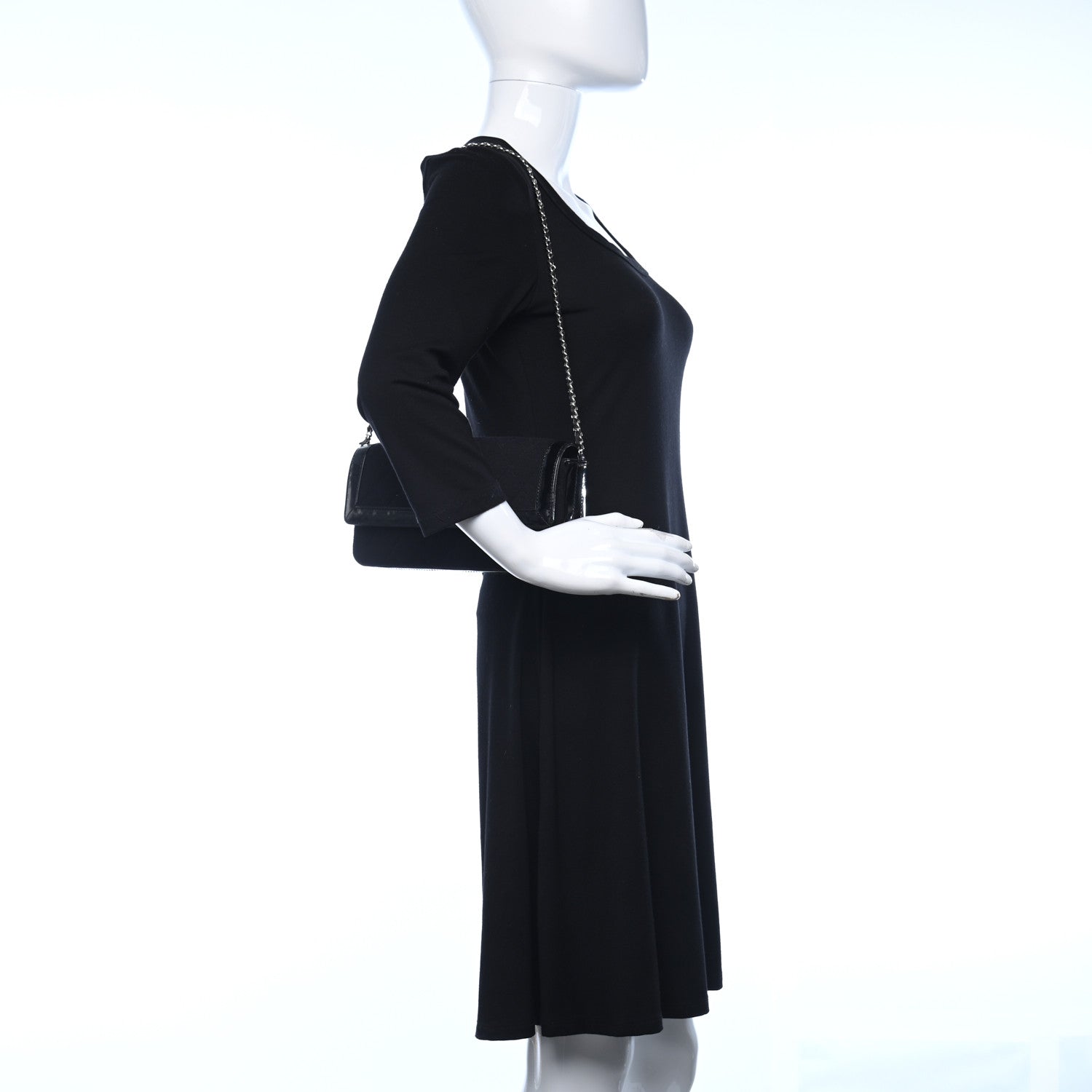 Chanel Jersey Patent Quilted 2.55 Reissue East West Flap Black 2 of 13