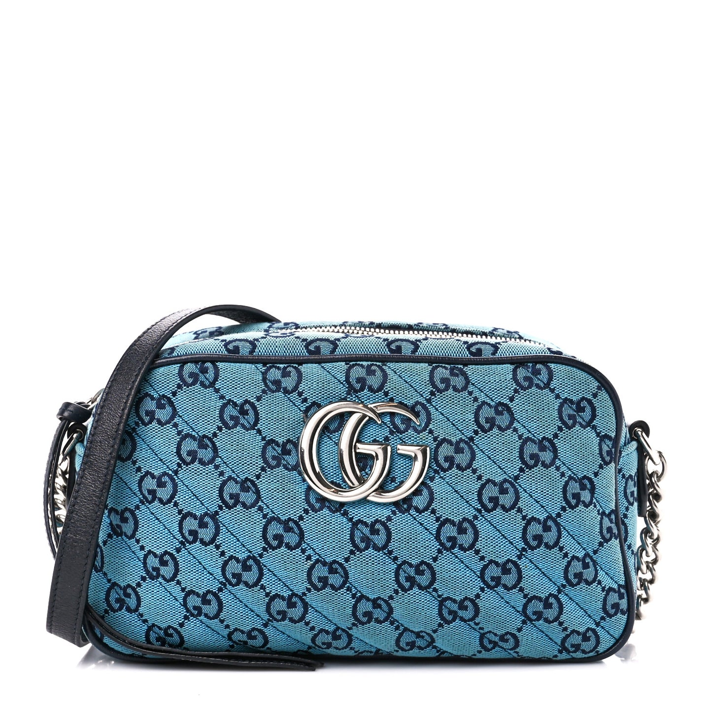 Monogram Multicolor Matelasse Diagonal Small GG Marmont Chain Shoulder Bag Light Blue