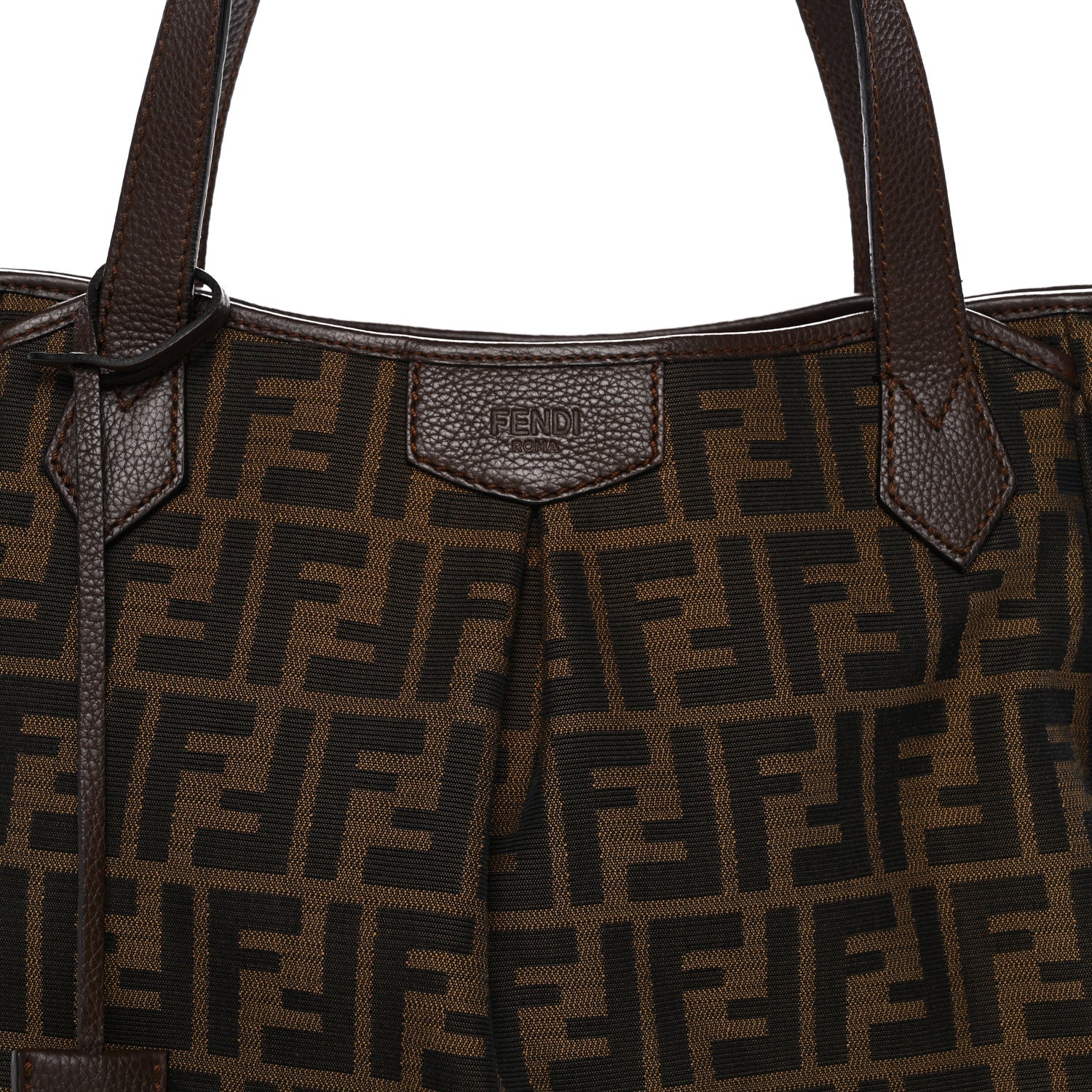 Fendi Zucca Vitello Artic Medium Shopping Tote Tobacco Castagna 8 of 12