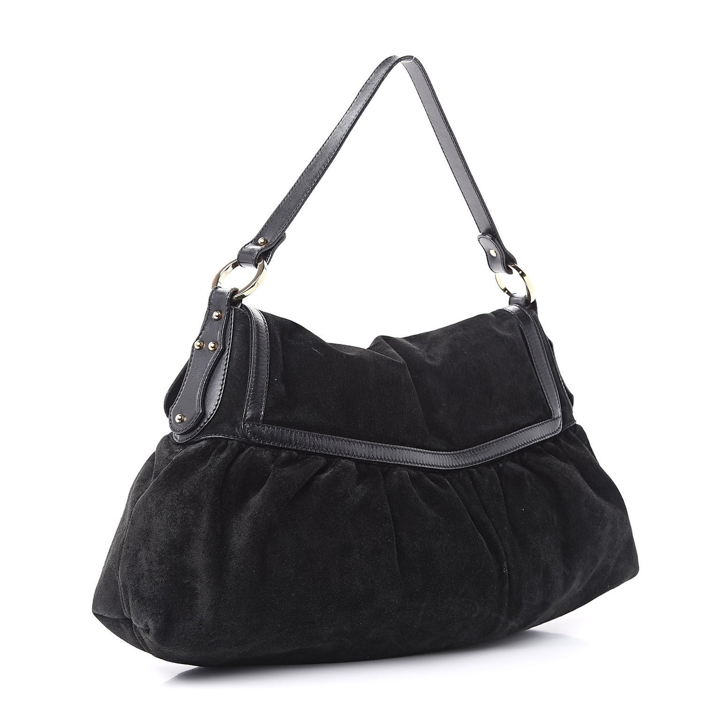 Suede Large Chef Shoulder Bag Black