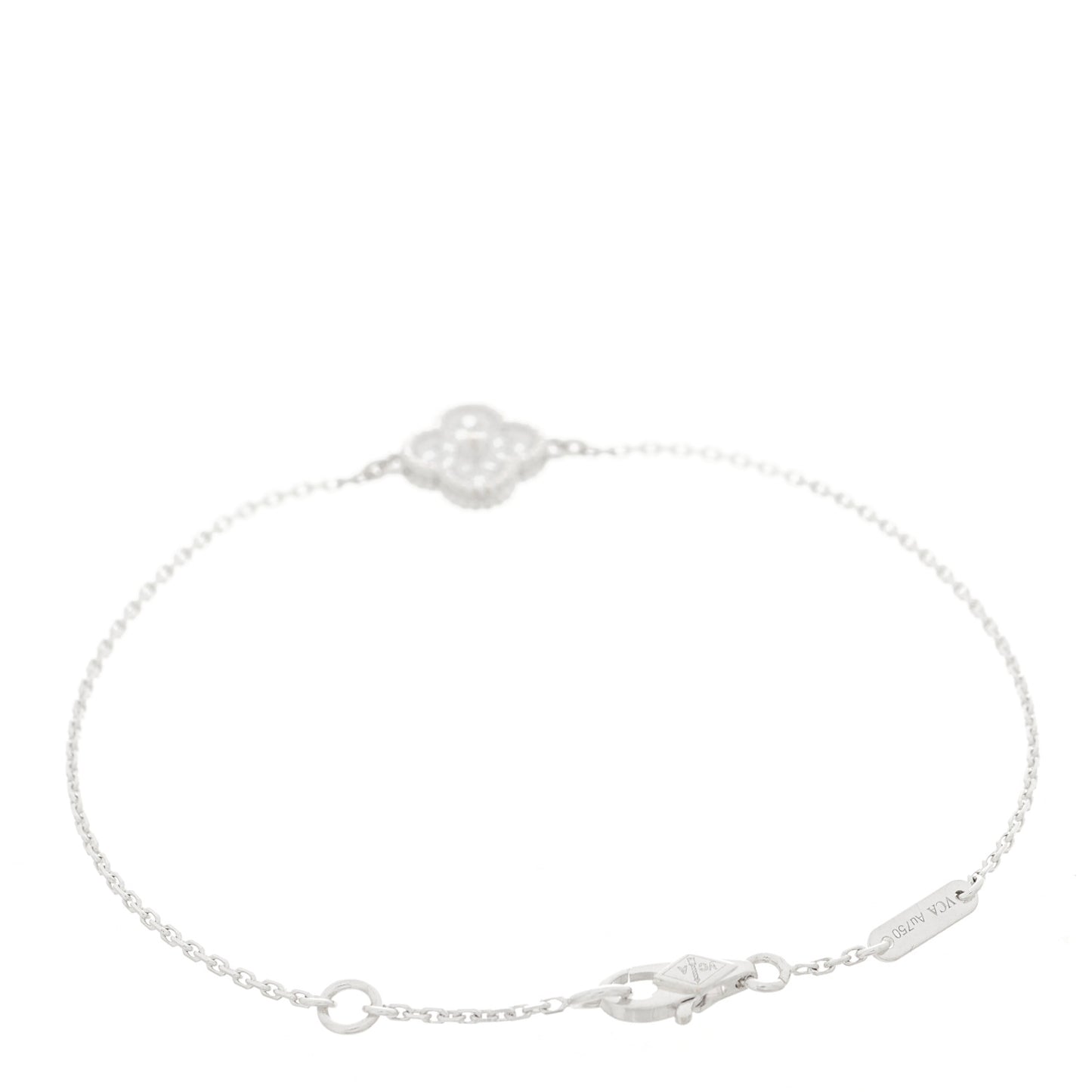 18K White Gold Diamond Sweet Alhambra Bracelet