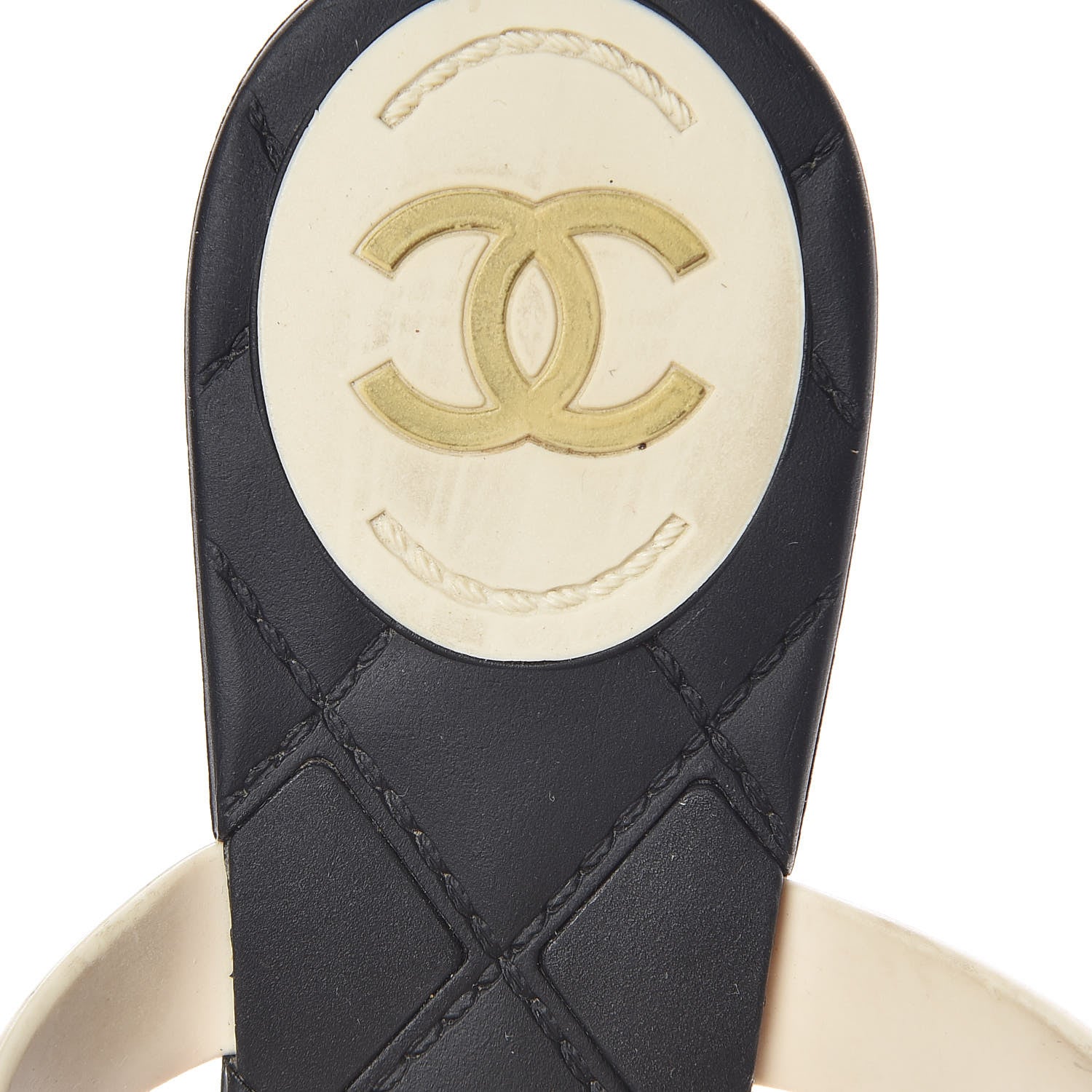 Chanel Jelly Quilted Camellia Thong Sandals 39 Black White 9 of 13