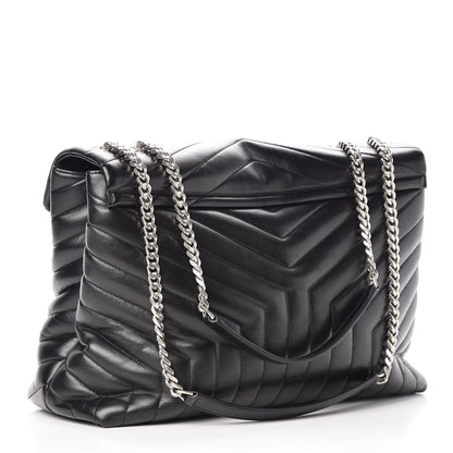 Saint Laurent Calfskin Y Quilted Monogram Large Loulou Chain Satchel Black 4 of 12