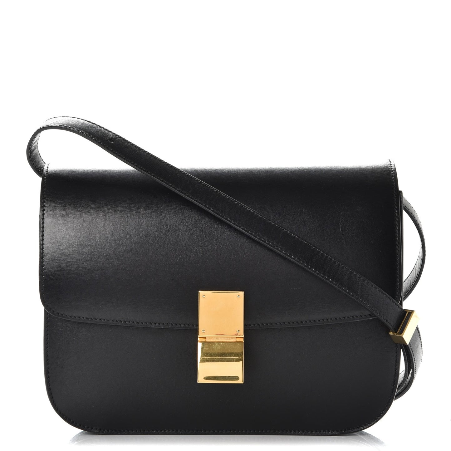 Box Calfskin Medium Classic Box Flap Bag Black