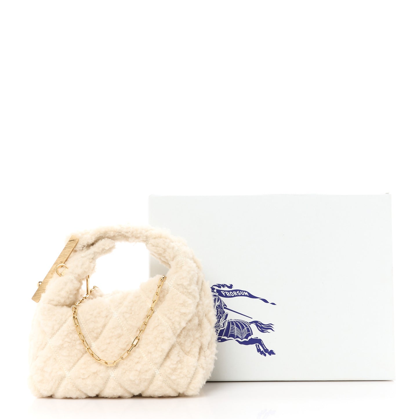 Shearling Peg Micro Duffle Bag Ecru