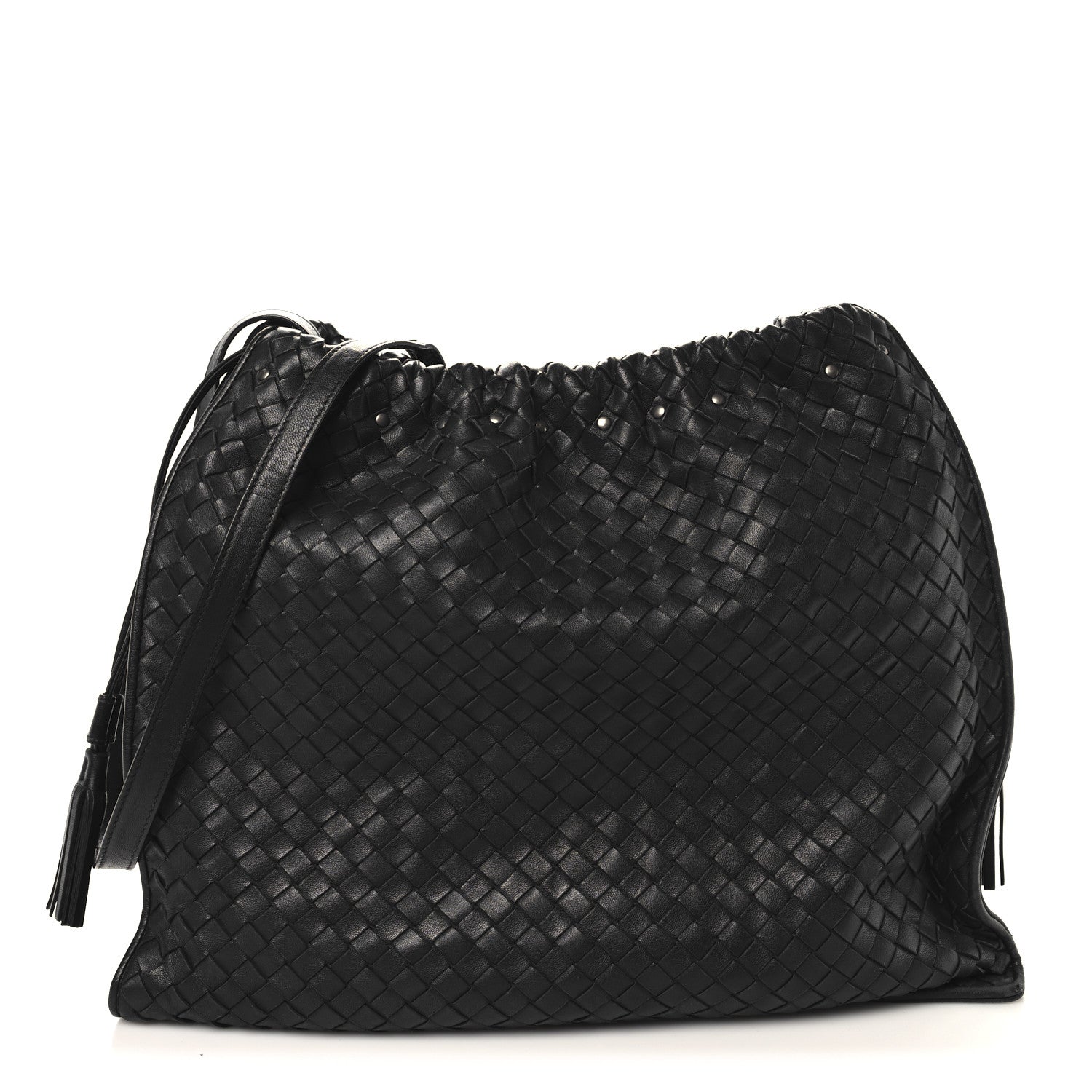 Bottega Veneta Nappa Intrecciato Medium Drawstring Tassel Tote Black 1 of 9