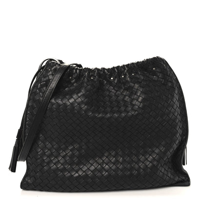 Bottega Veneta Nappa Intrecciato Medium Drawstring Tassel Tote Black 1 of 9