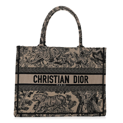 Christian Dior Canvas Embroidered Medium Dioriviera Toile De Jouy Book Tote Black 1 of 9