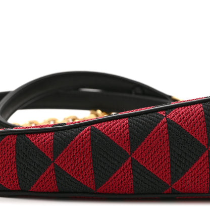 Prada Jacquard Calfskin Triangolo Symbole Embroidered Mini Triangle Double Bag Black Ciliegia 9 of 10