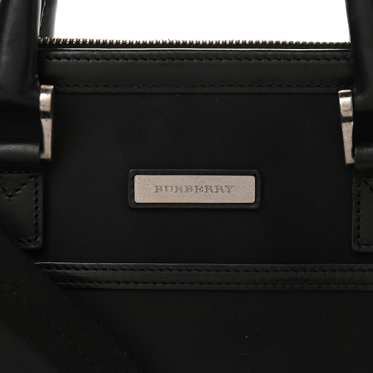 Nylon Calfskin Briefcase Black