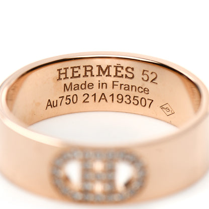 Hermes 18K Rose Gold Diamond PM H D'Ancre Ring 52 6 4 of 5