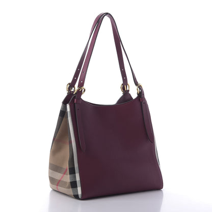 Burberry Grainy Calfskin House Check Small Canterbury Tote Berry Pink 3 of 10