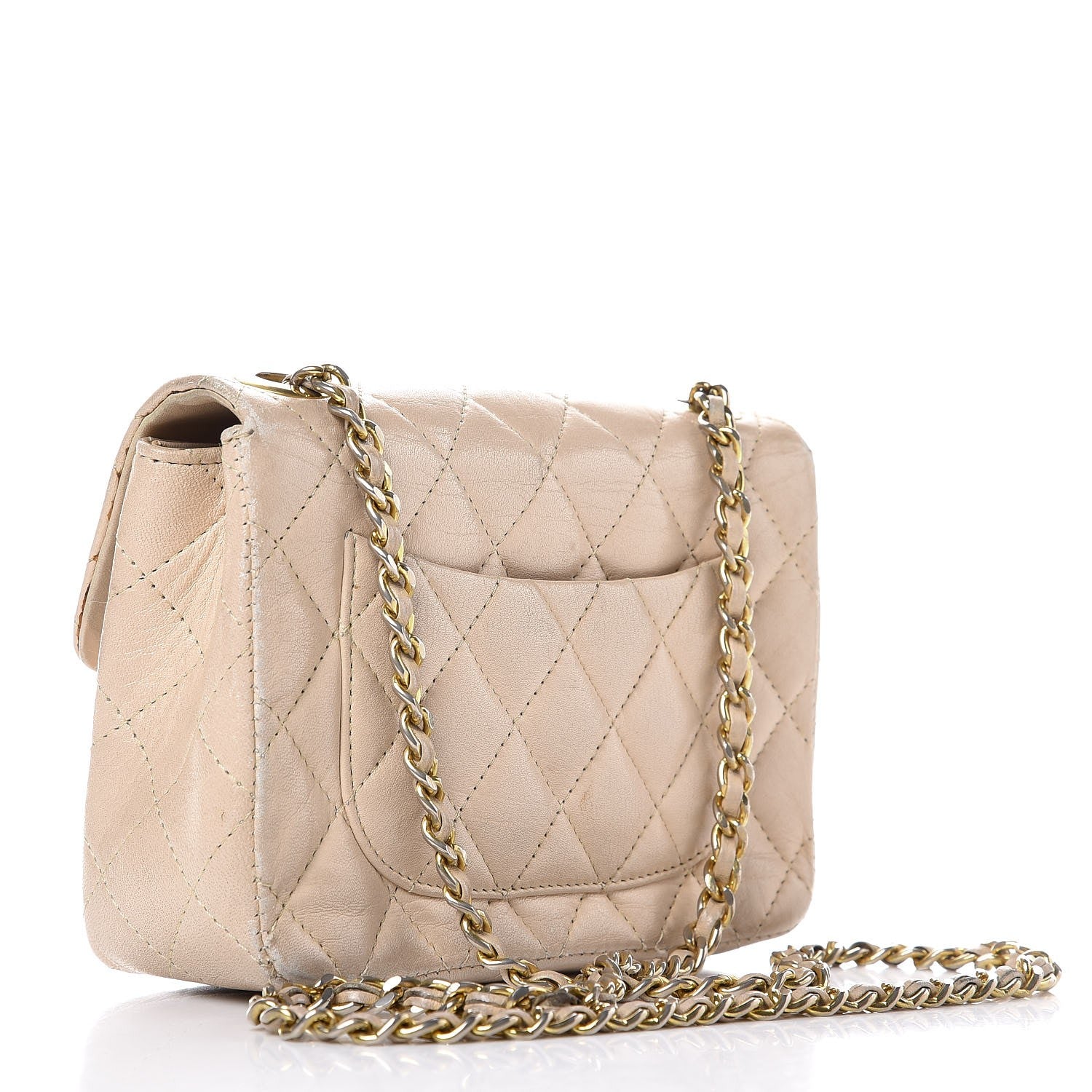 Chanel Lambskin Quilted Mini Rectangular Flap Beige 3 of 17
