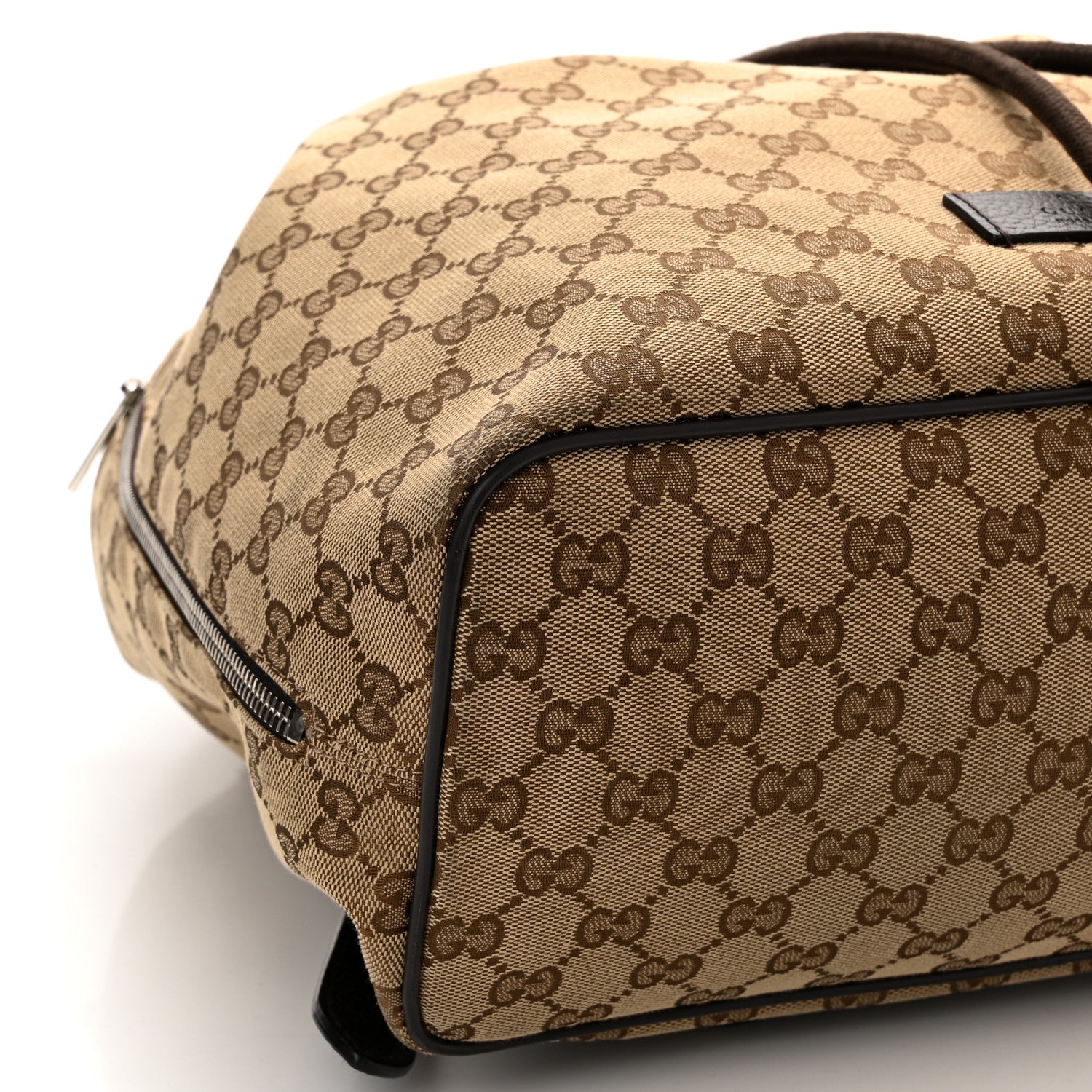 Gucci Monogram Dollar Calfskin O Drawstring Backpack Beige Ebony Testa di Moro Dark Chocolate 9 of 10