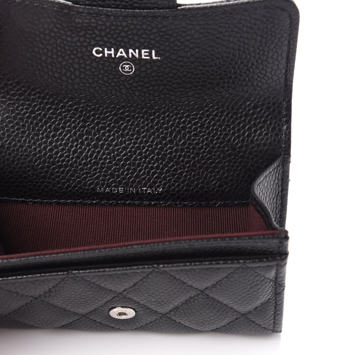Caviar Quilted Flap Card Holder Wallet Black
