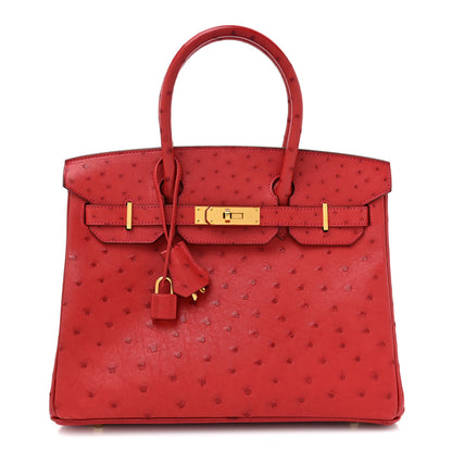 Hermes Ostrich Birkin 30 Rouge Vif 1 of 14