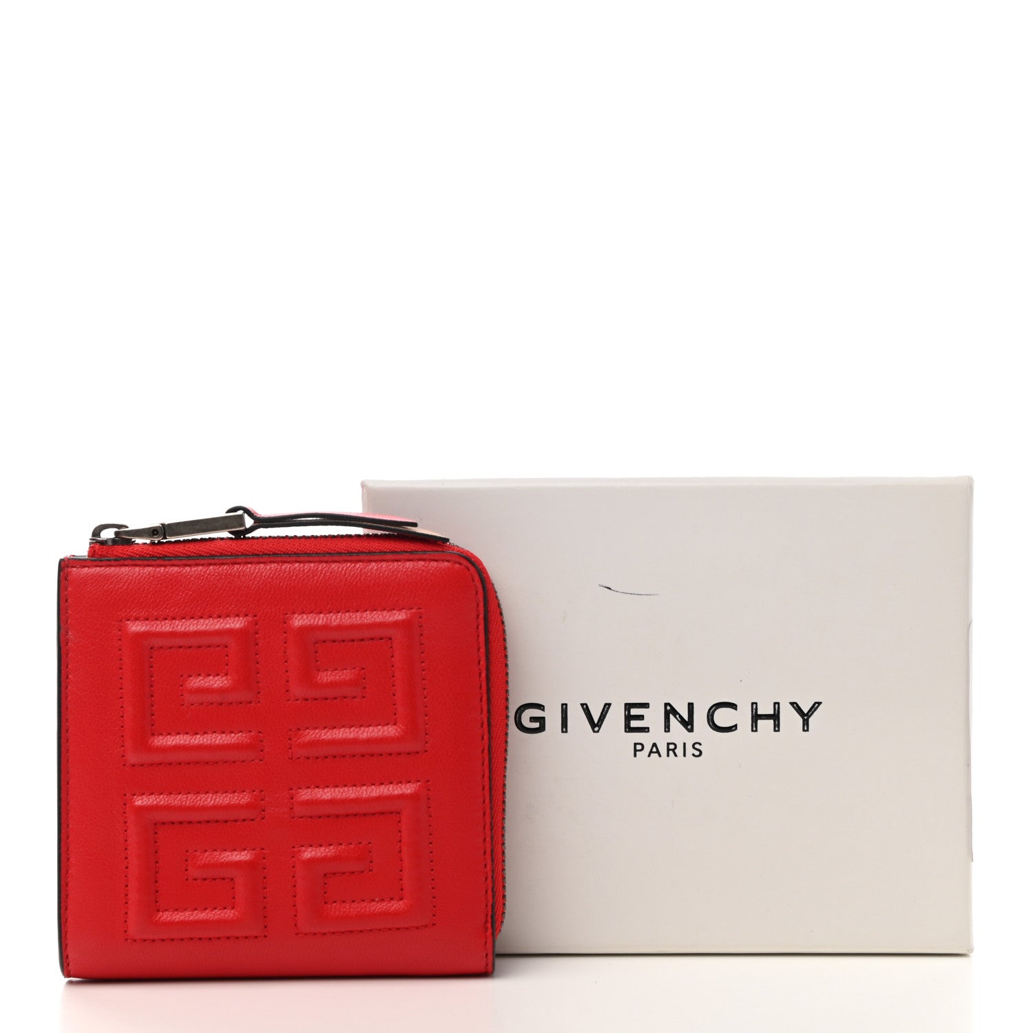 Givenchy Lambskin Logo Zip Around Compact Wallet Coquelicot 8 of 8
