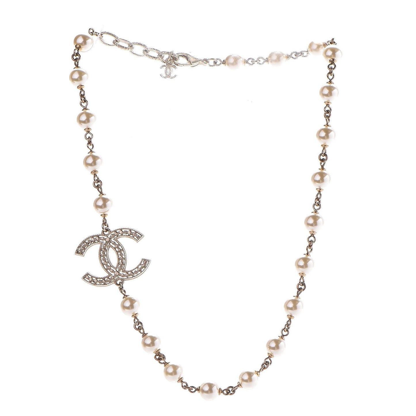 Pearl CC Short Necklace Gold