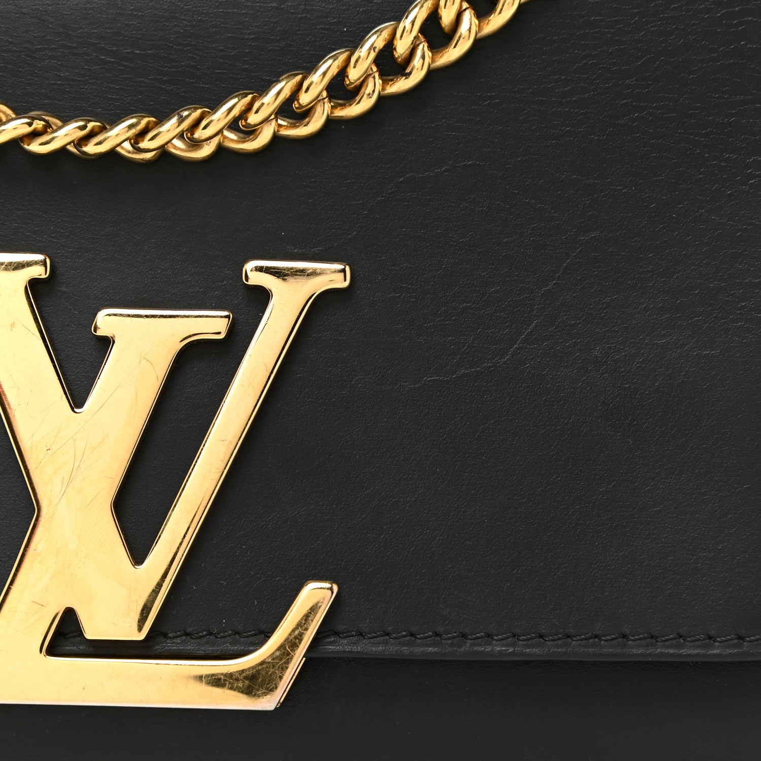 Louis Vuitton Calfskin Chain Louise MM Black 7 of 18