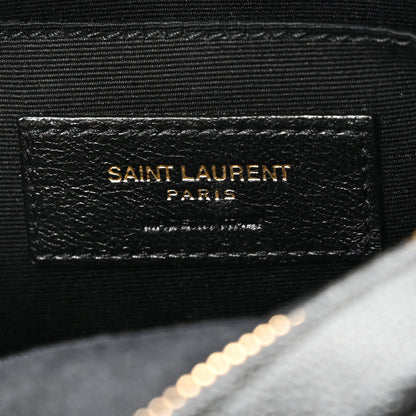Saint Laurent Grain De Poudre Matelasse Chevron Quilted Round Vinyle Camera Bag Black 6 of 9