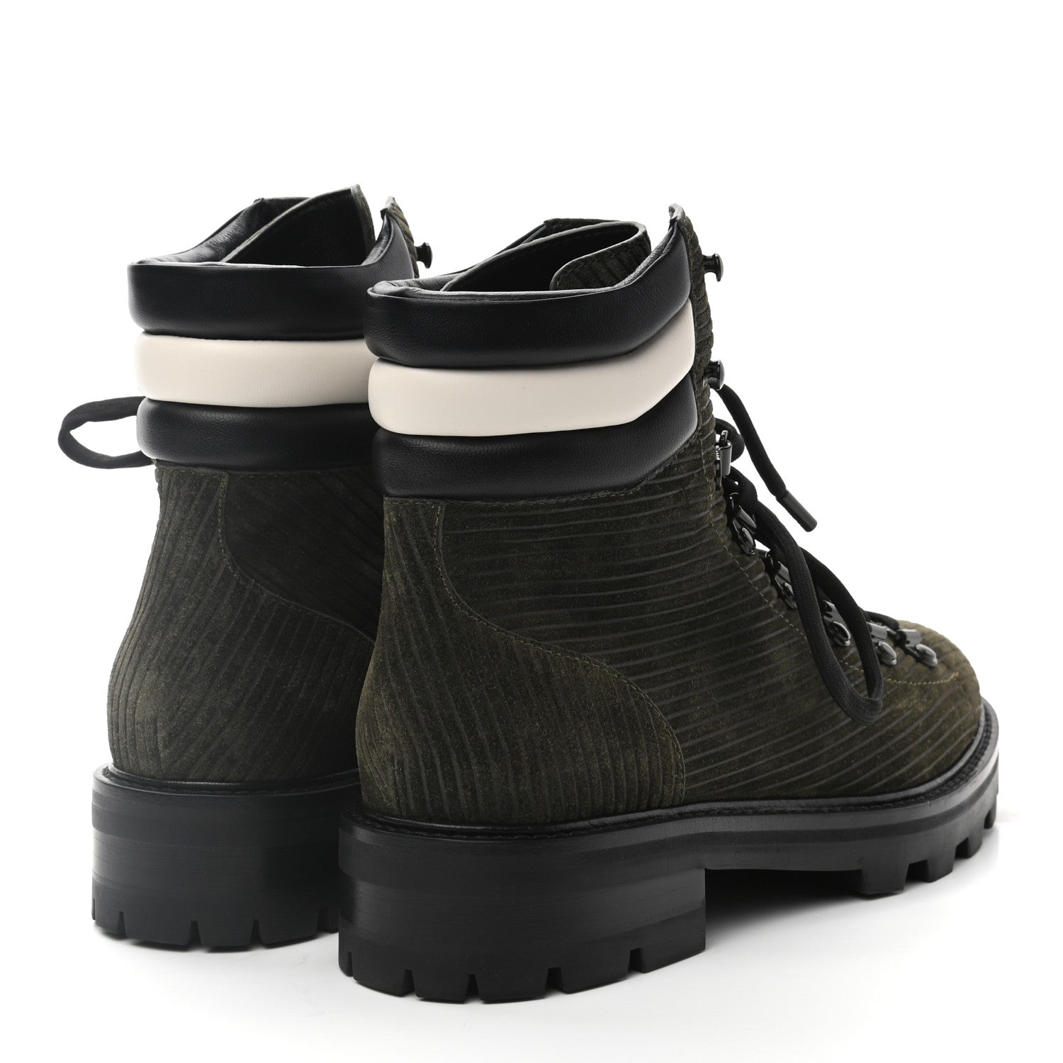 Jimmy Choo Corduroy Suede Nappa Eshe Flat Hiking Boots 39 Seaweed 4 of 7