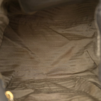 Prada Metallic Vitello Daino Side Pocket Hobo Acciaio 5 of 25