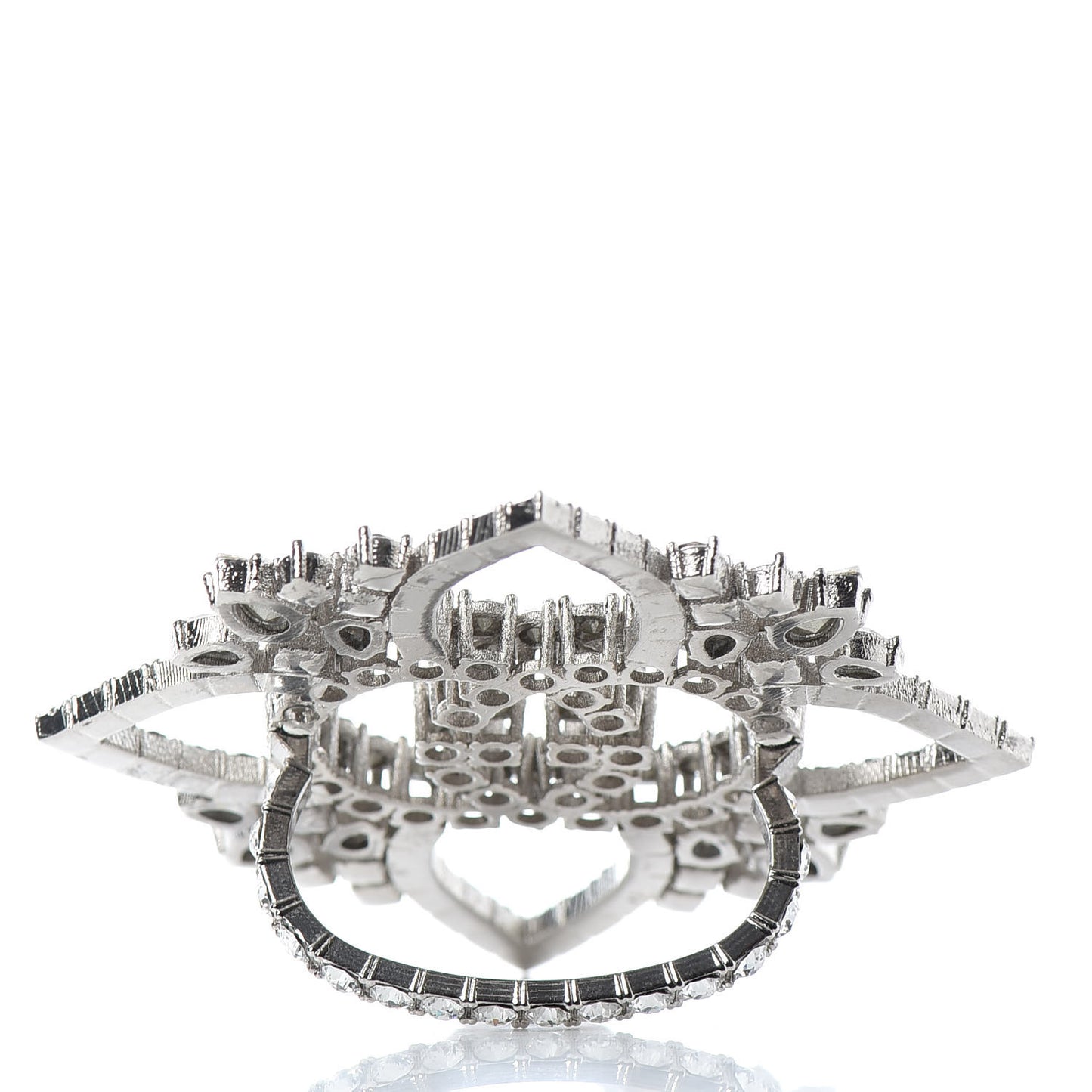 Metal Crystal Interlocking G Flower Ring 54/7 Silver
