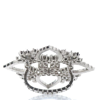 Gucci Metal Crystal Interlocking G Flower Ring 54/7 Silver 4 of 5