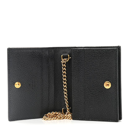 Gucci Grainy Calfskin Zumi Chain Card Case Wallet Black 5 of 7