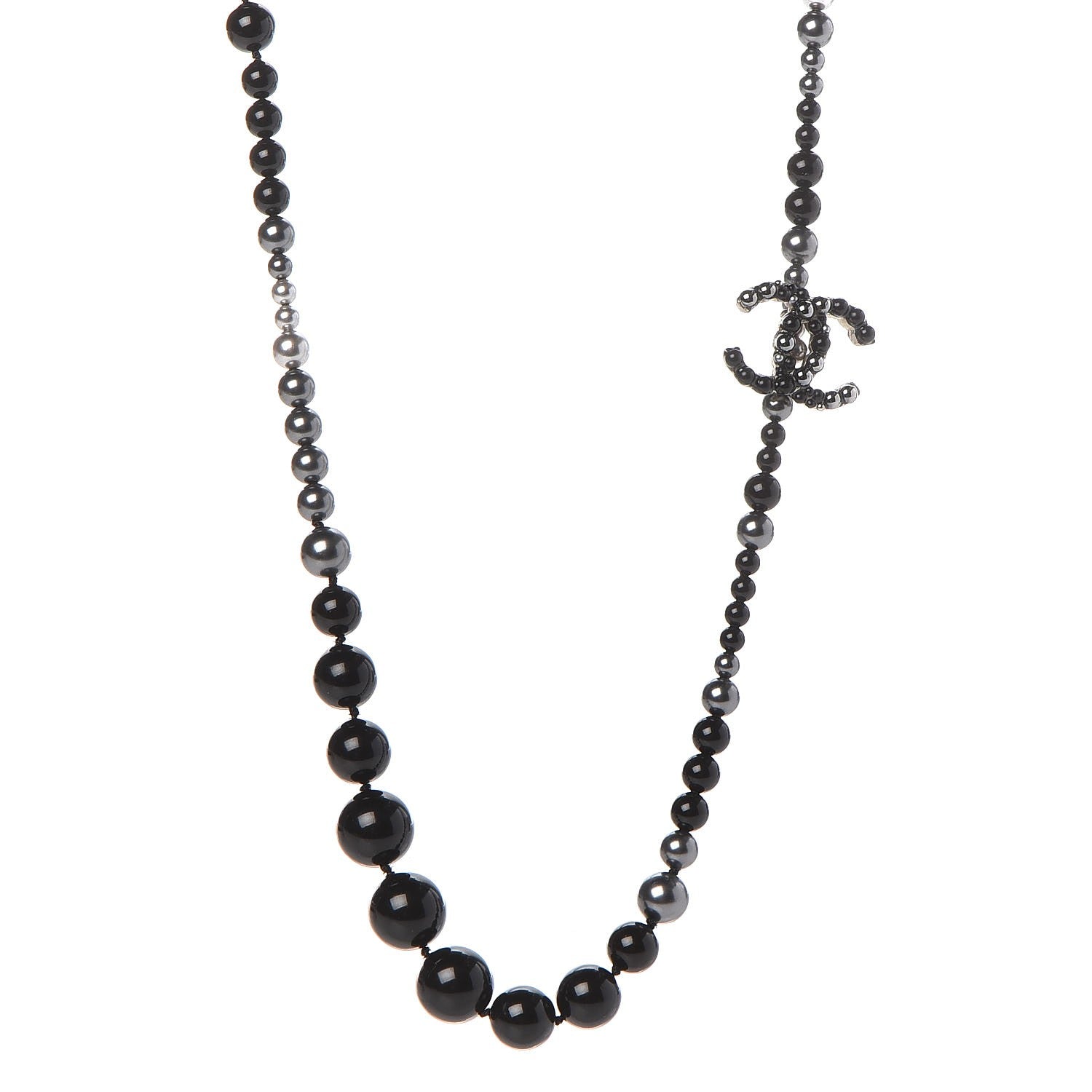 Chanel Pearl Beaded CC Long Necklace Black 1 of 6