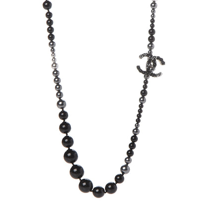 Chanel Pearl Beaded CC Long Necklace Black 1 of 6