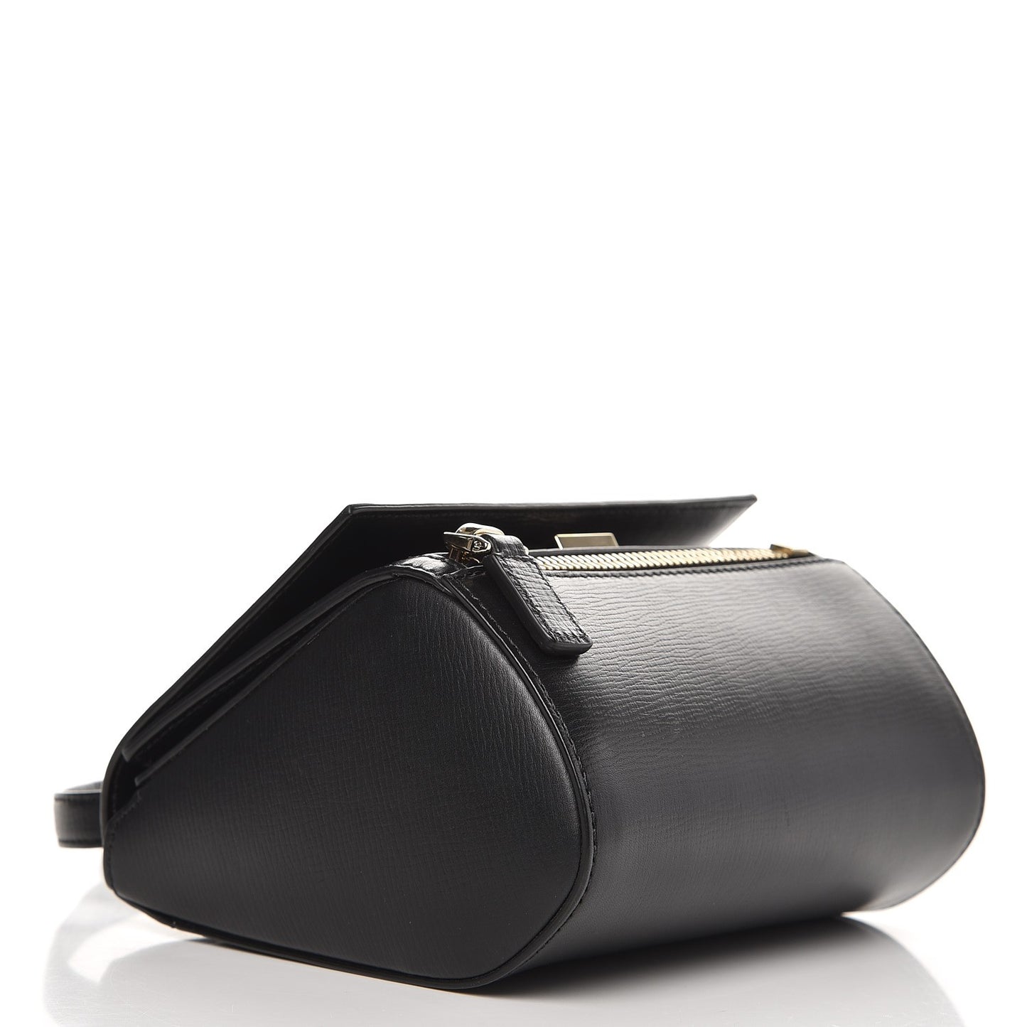 Textured Calfskin Mini Pandora Box Crossbody Bag Black