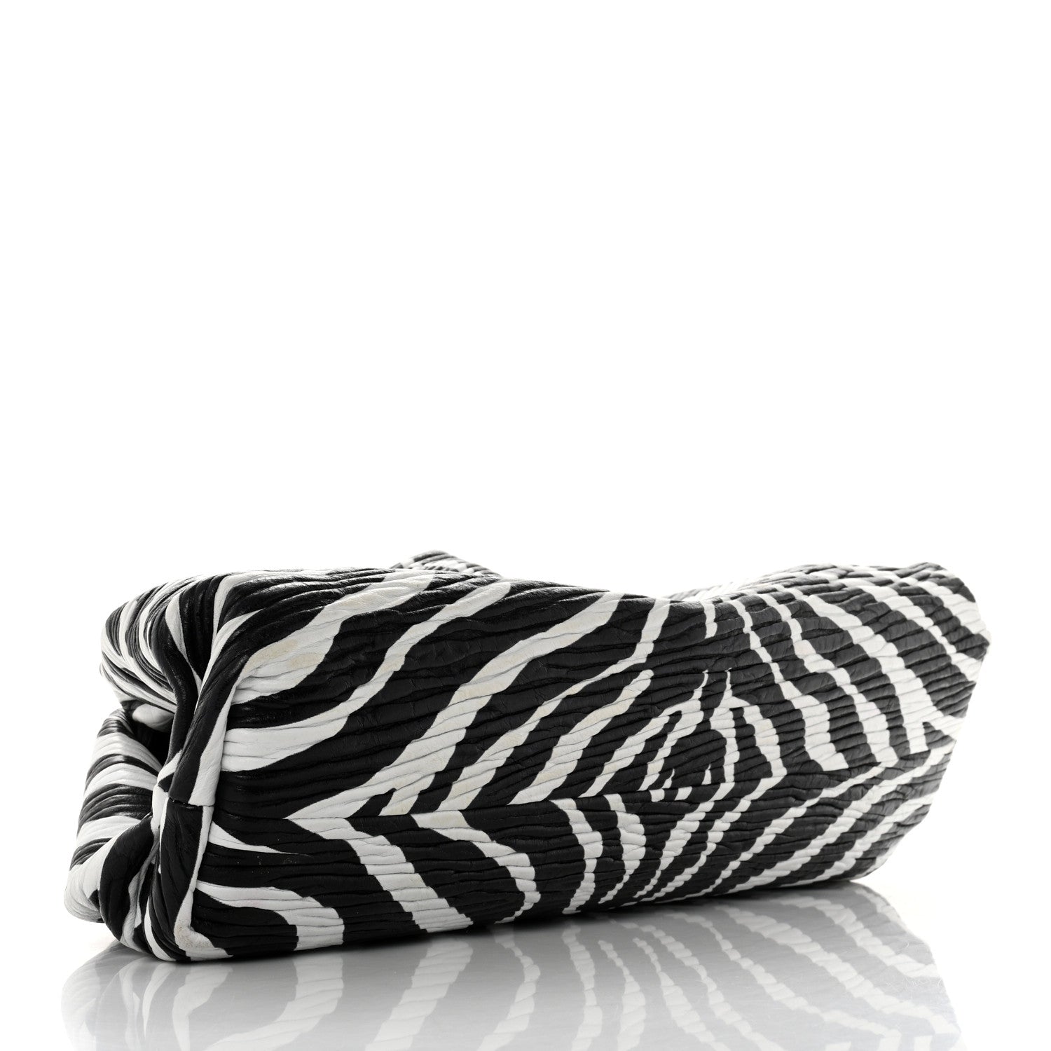 Bottega Veneta Nappa Zebra Print The Pouch Oversized Clutch White Black 3 of 9