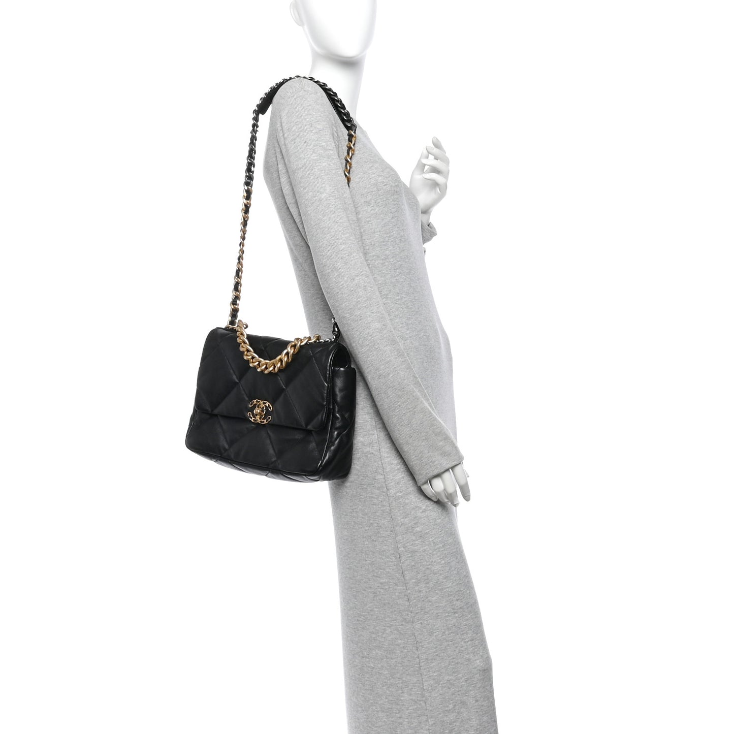 Lambskin  Quilted Large Chanel 19 Flap Black