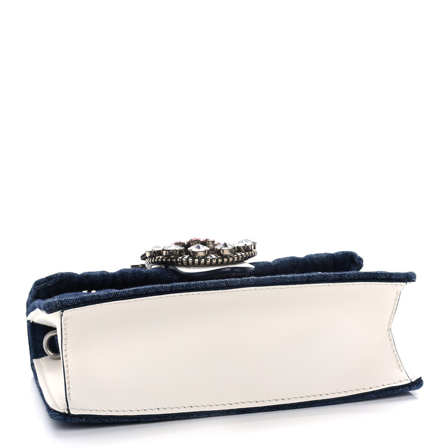 Denim Matelasse Crystal Embellished Lady Shoulder Bag Blue