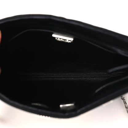 Chanel Satin Sequin Pearl Crystal Roller Skate Quilted Clutch With Chain Black Multicolor 5 of 9