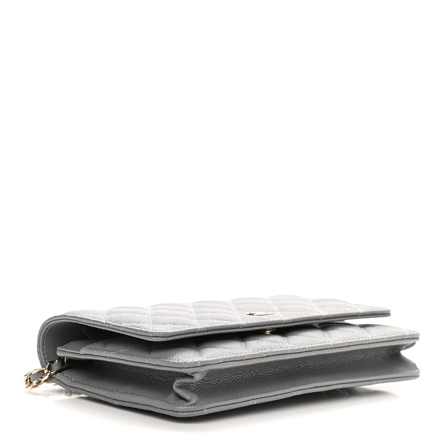 Caviar Quilted Wallet On Chain WOC Dark Grey
