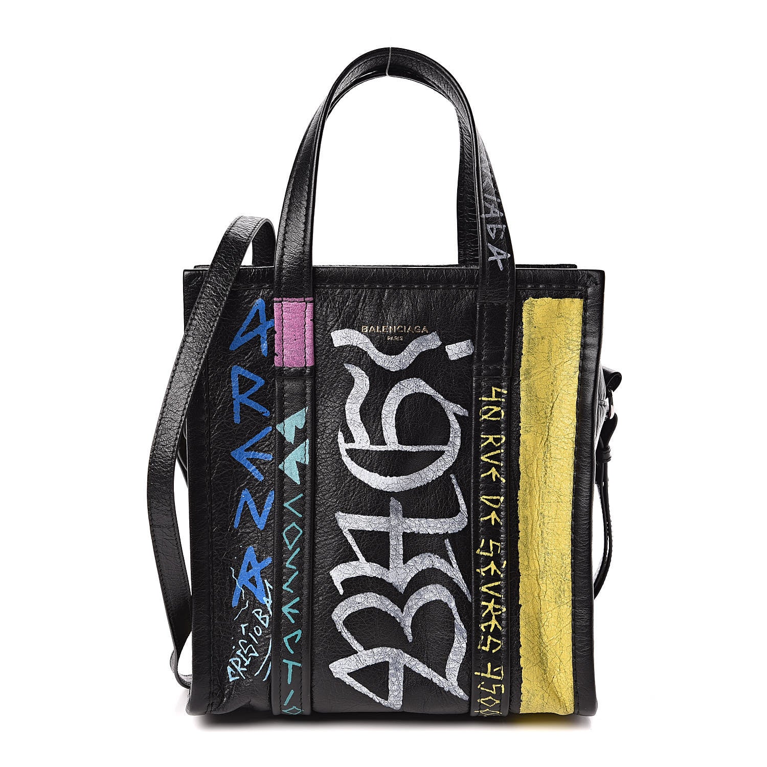 Balenciaga Agneau Arena Graffiti All Over XS Bazar Shopper Tote Black Multicolor 1 of 10