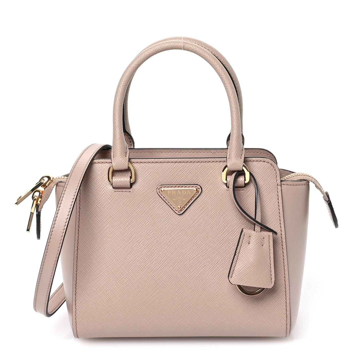 Saffiano Soft Calfskin Mini Zippered Tote Cipria