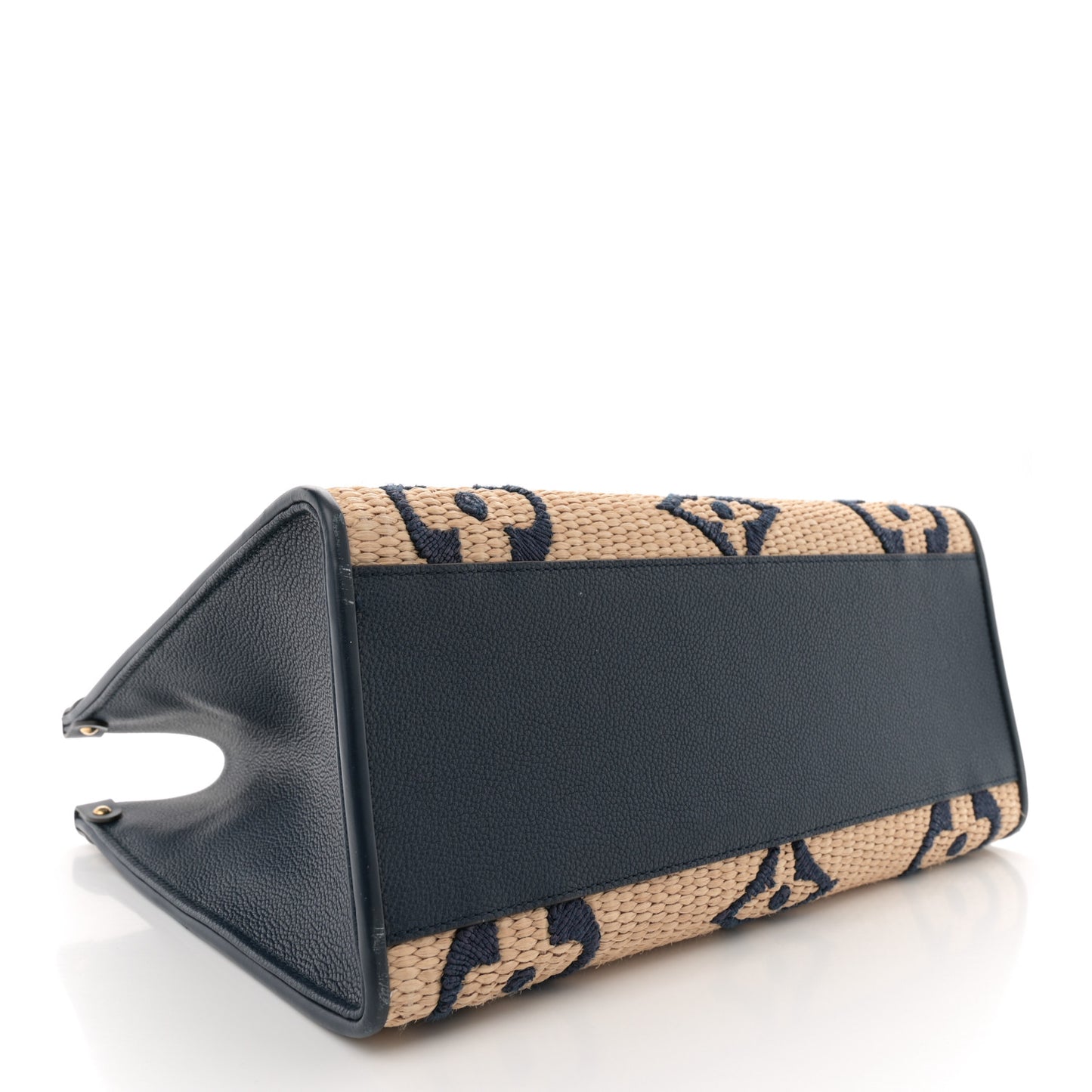 Raffia Calfskin Monogram Giant Onthego MM Blue