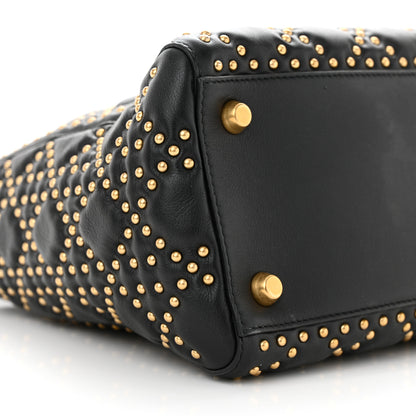 Christian Dior Calfskin Cannage Studded Medium Supple Lady Dior Black 9 of 11